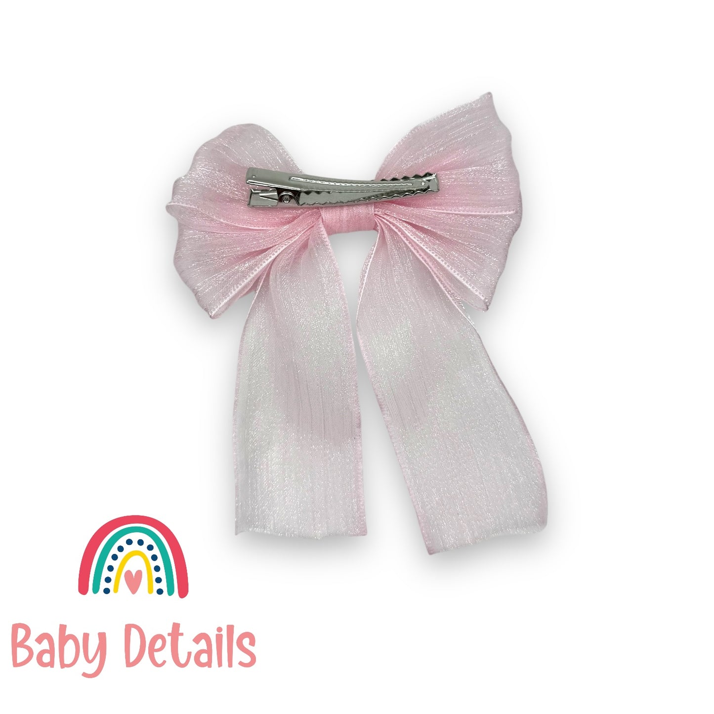 Long Soft Chiffon Hair Bows - Light Pink