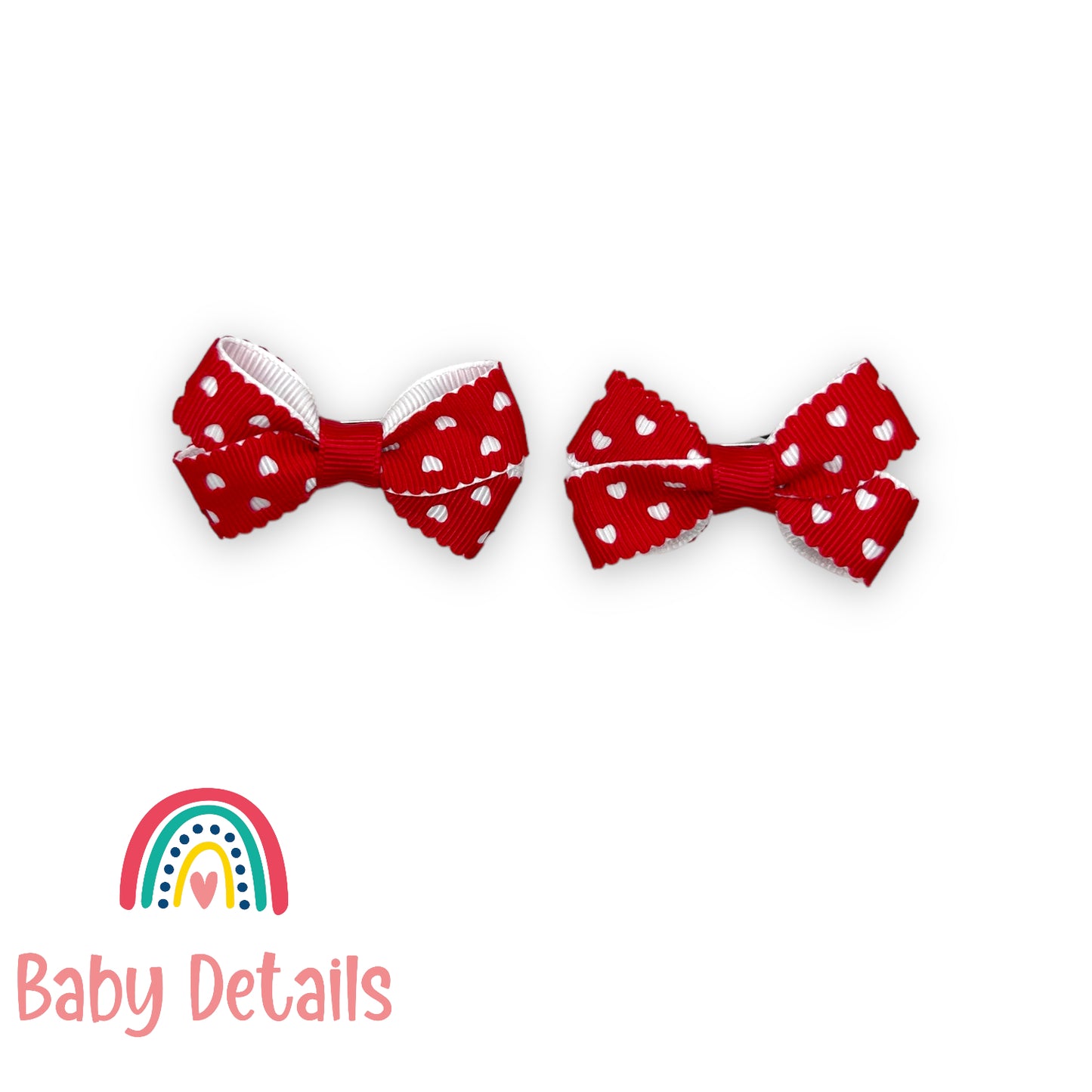 Set of 2 mini hearts hair clips - Red