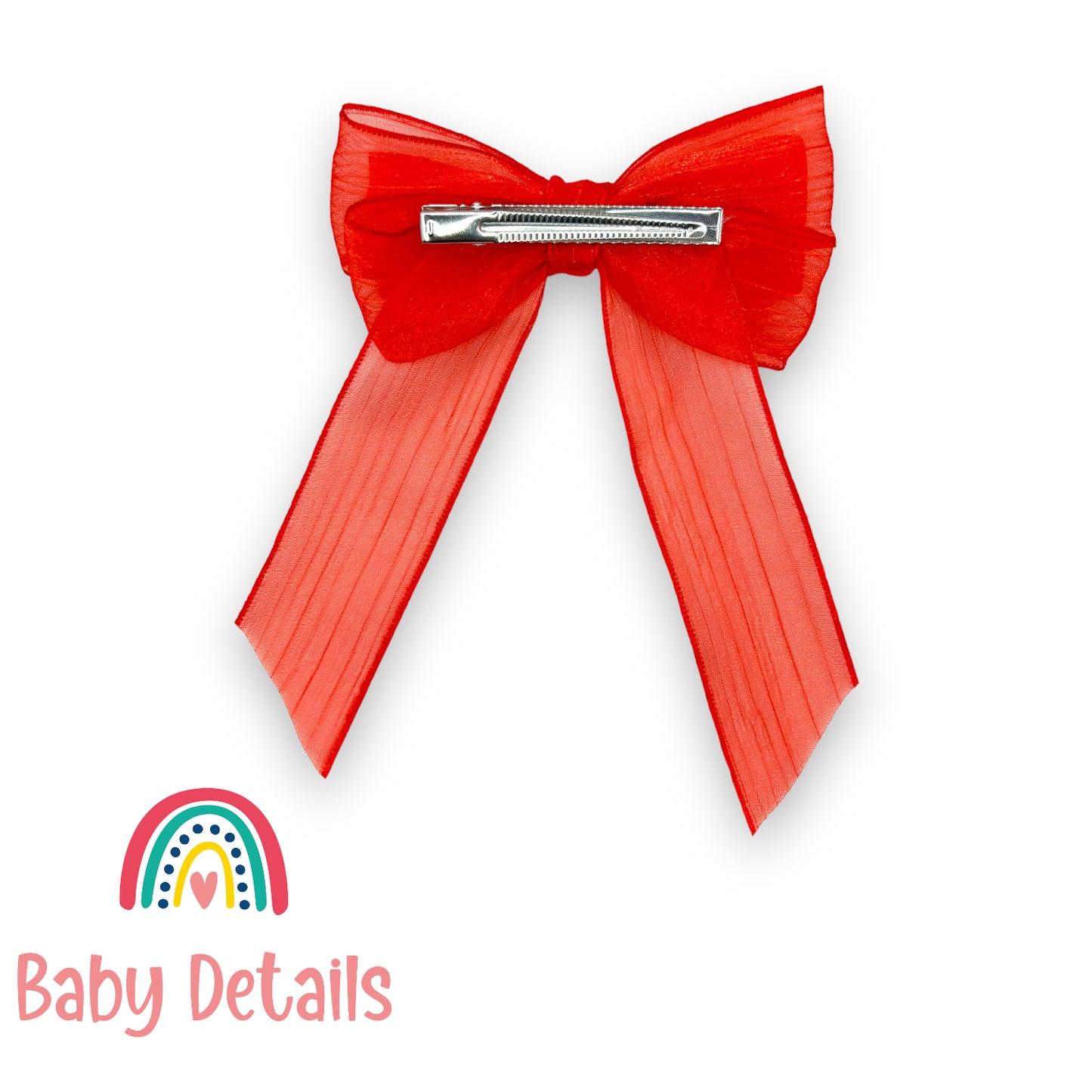 Long Chiffon Hair Clip - Red