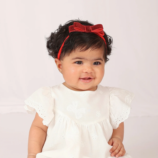 Shiny Ribbon Toddler Headband - Red