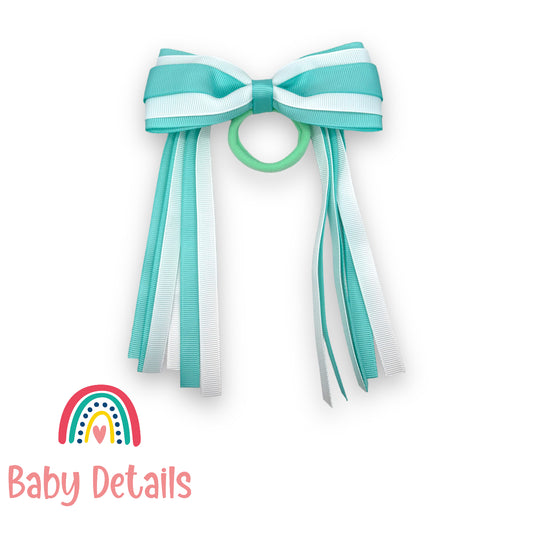 Hair Tie with long ribbons - Aqua Green