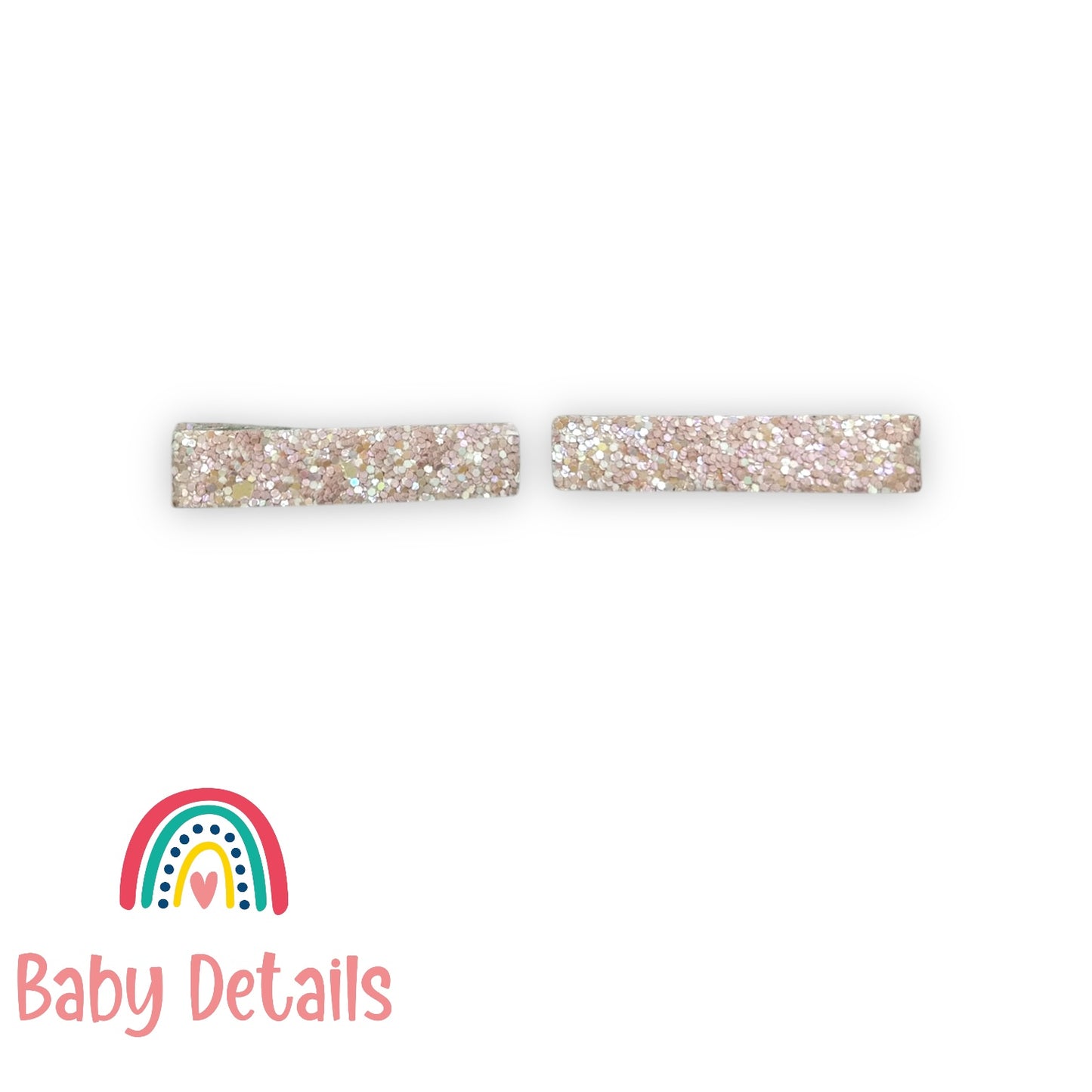 Glitter Bar Hair Clips - Dust Pink