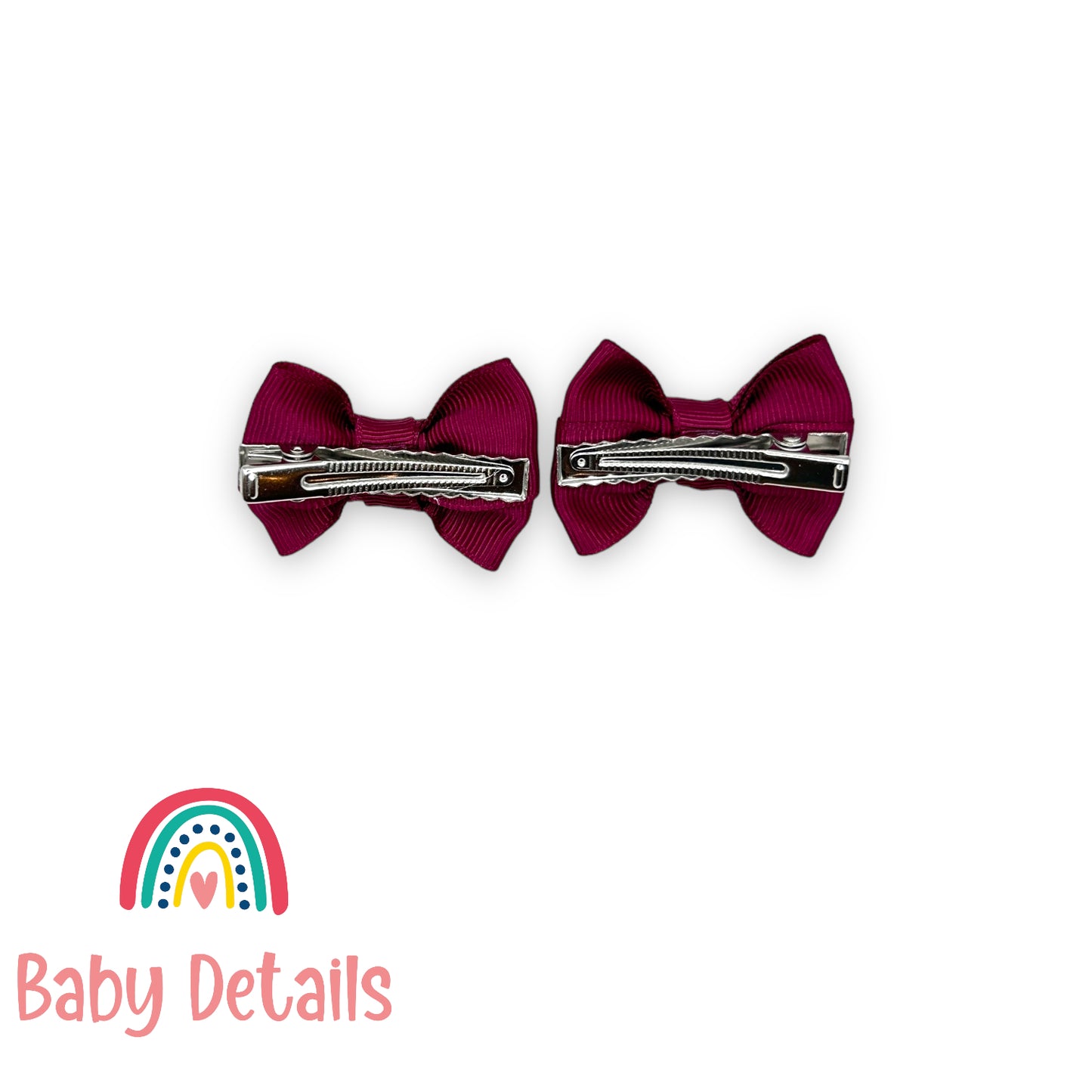 Set of 2 mini classic hair clips - Maroon