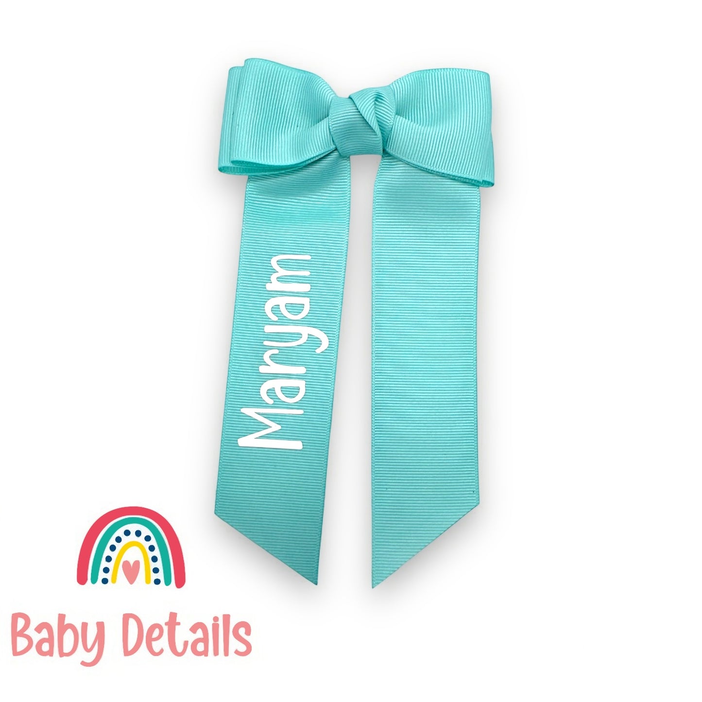 Long Simple Personalized Bow - Aqua Green