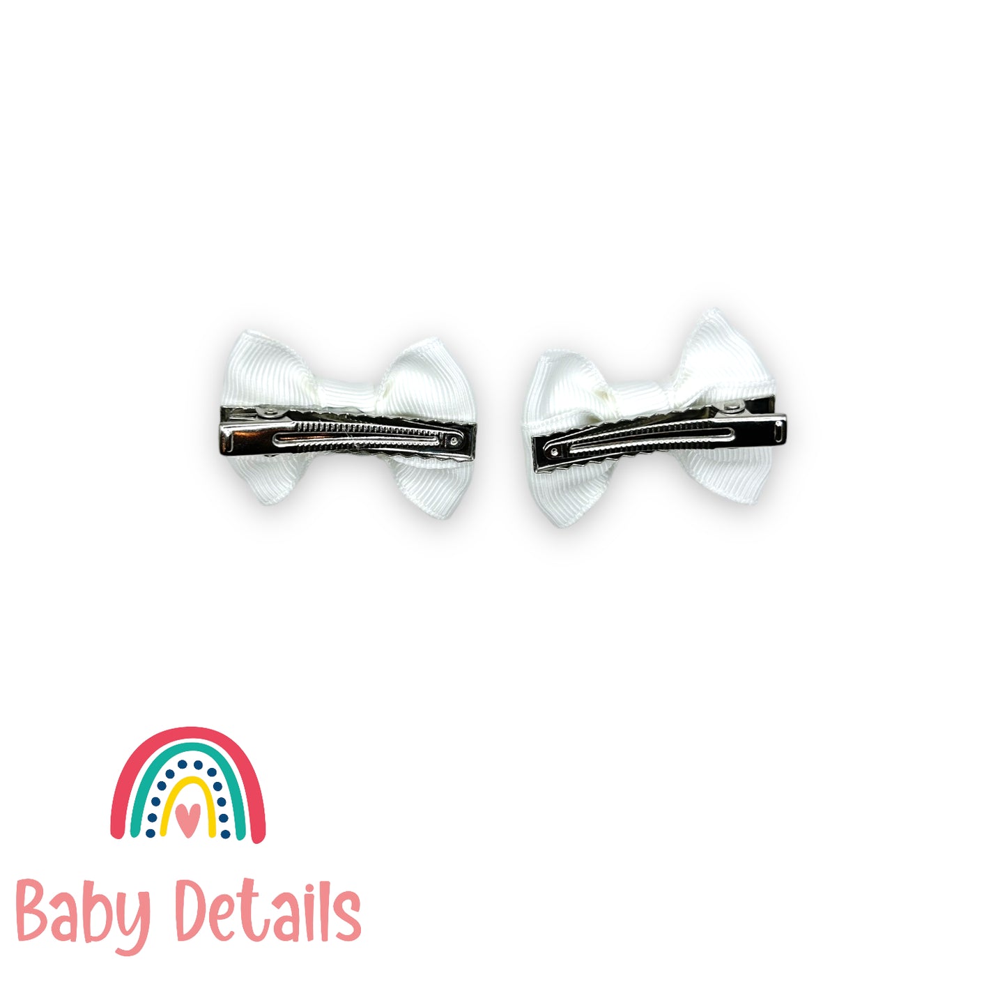 Set of 2 mini classic hair clips - White