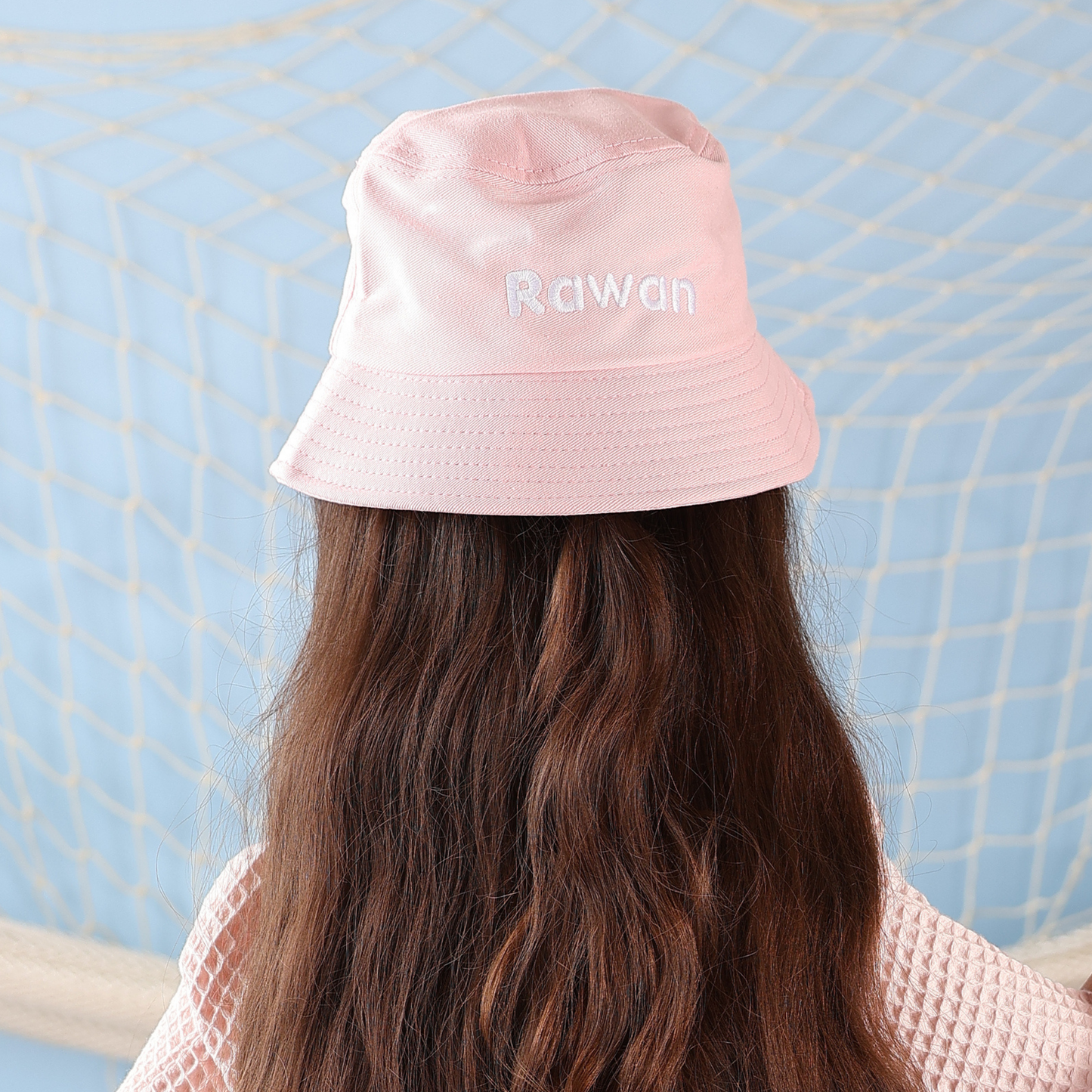 Personalized Beach Bucket Hat - Shell Pink