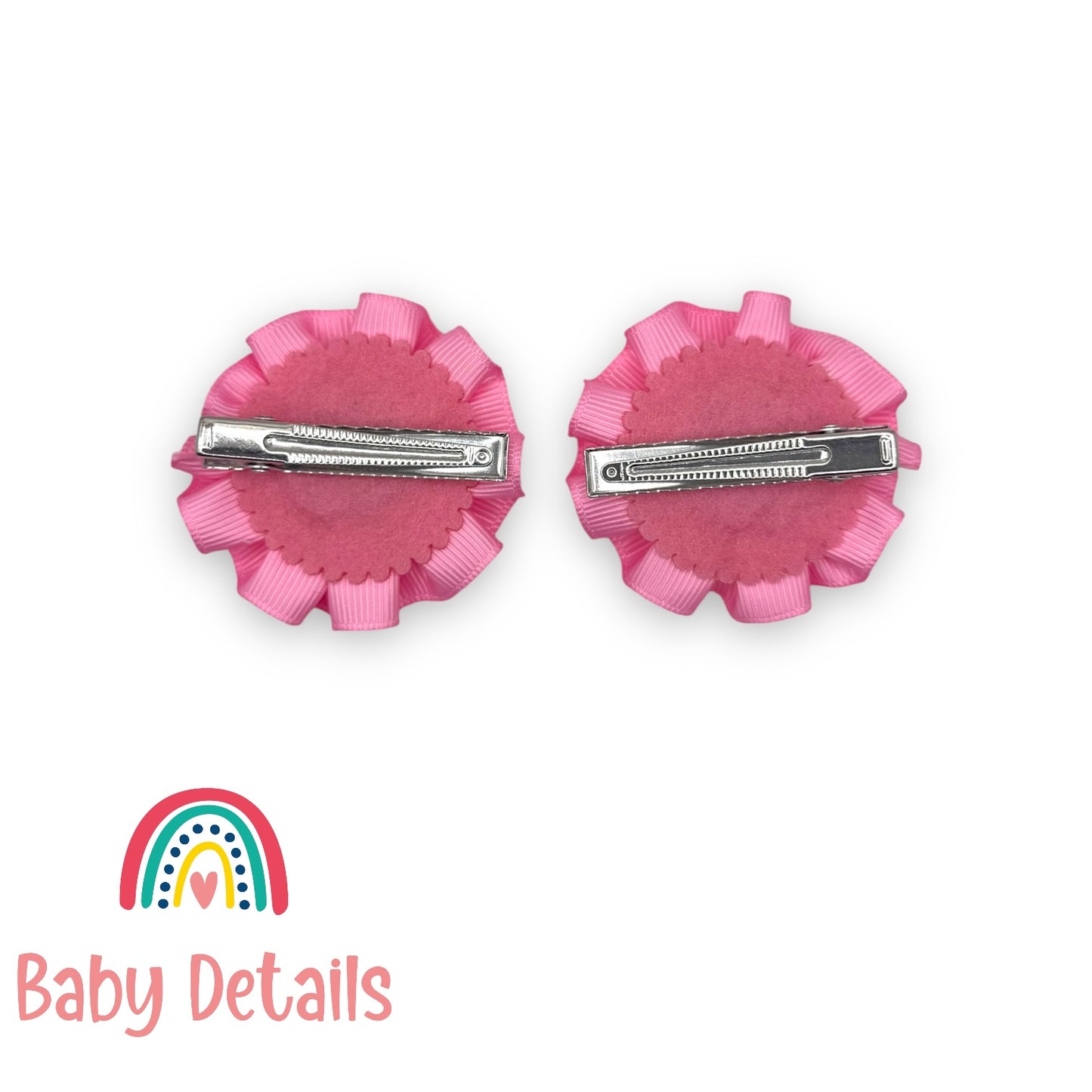 Set of 2 Rosette Bow Hair Clips - Light Pink