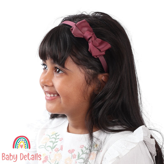 Headband with Layered Bow - Burgundy