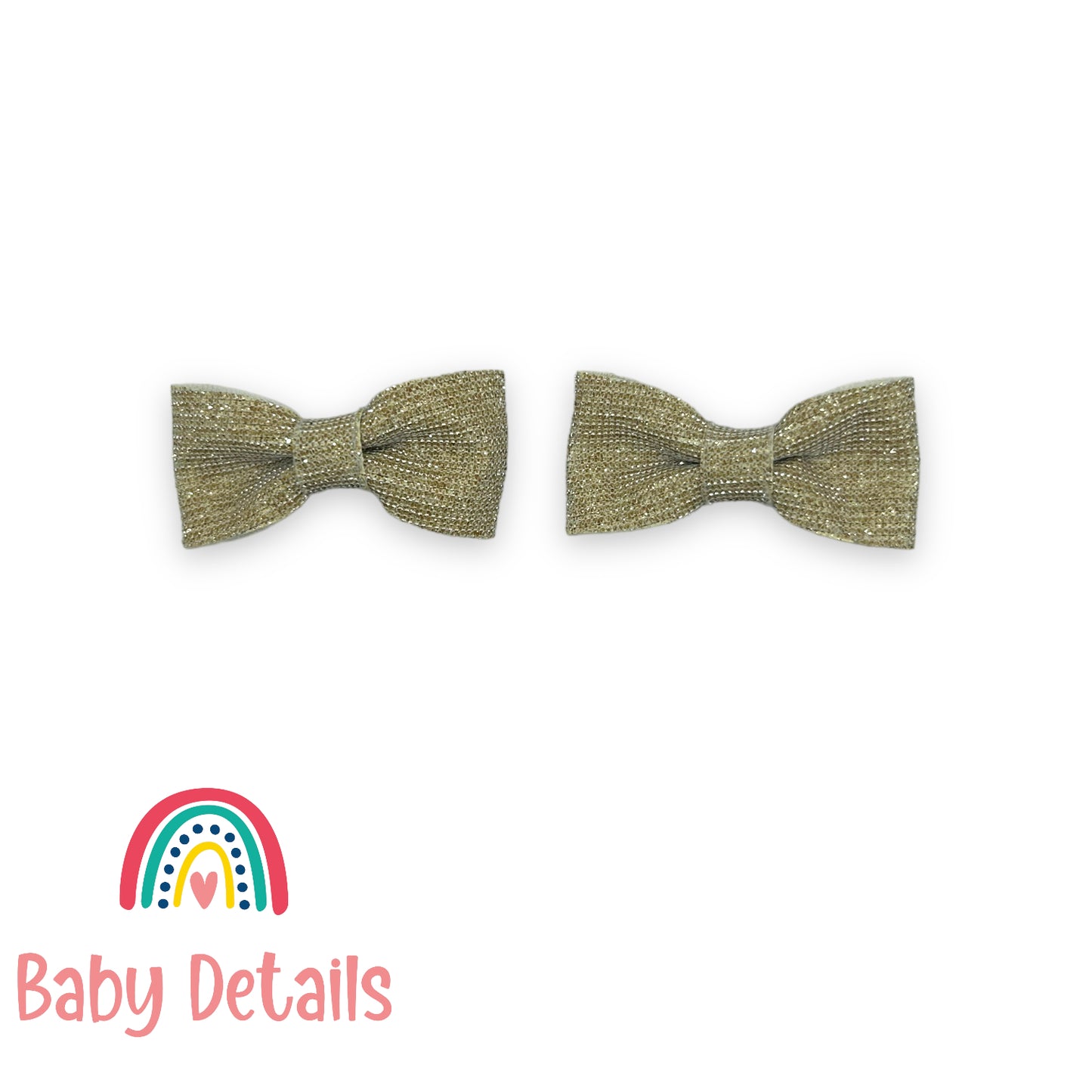 Set of 2 Mini Fabric Hair Clips - Gold