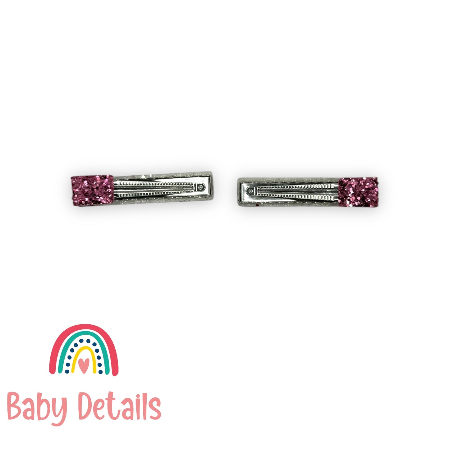 Glitter Bar Hair Clips - Dark Pink