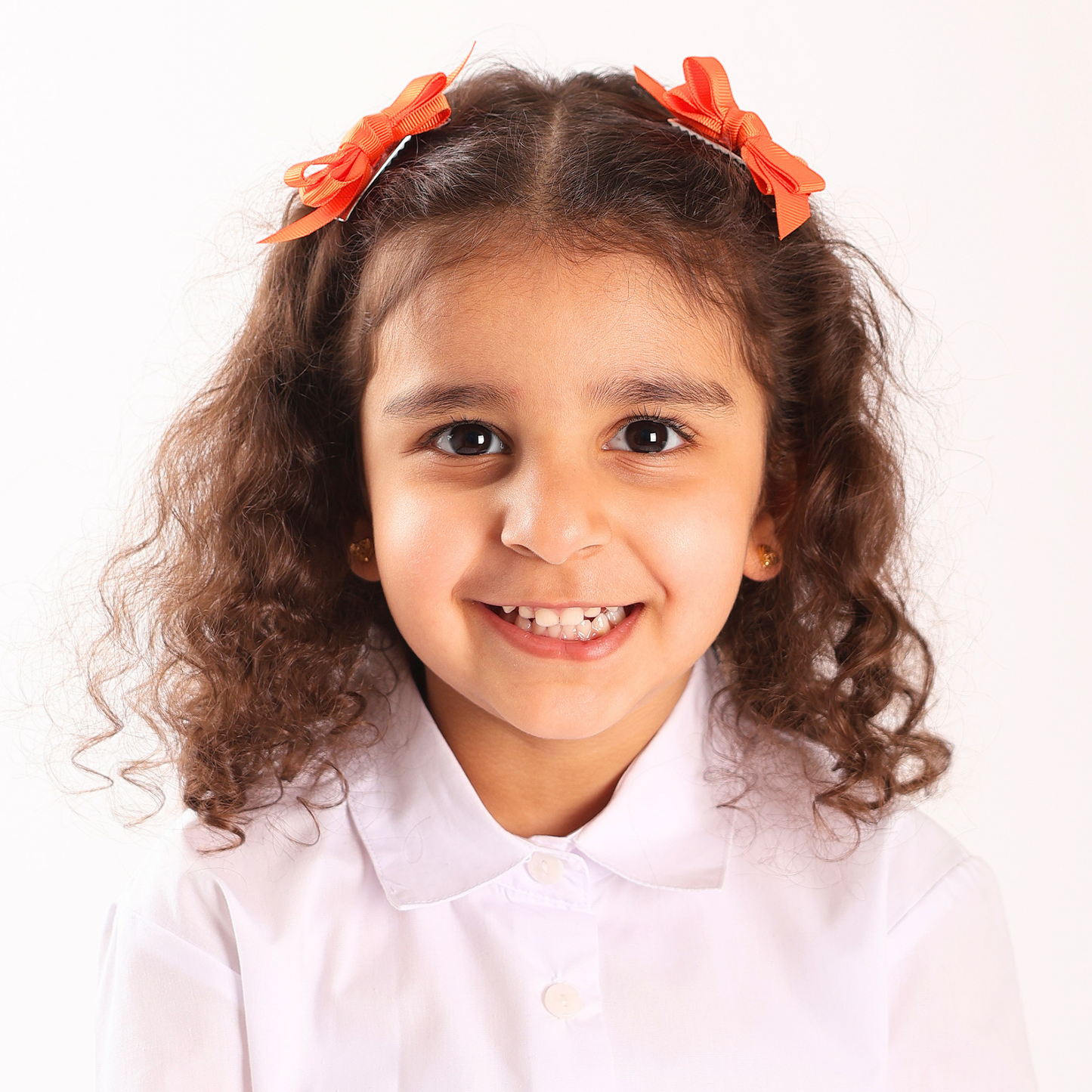 Set of 2 Mini Puff Bow Hair Clips - Orange
