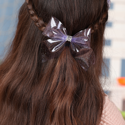 Mermaid Waterproof Long Glitter Bow - Purple