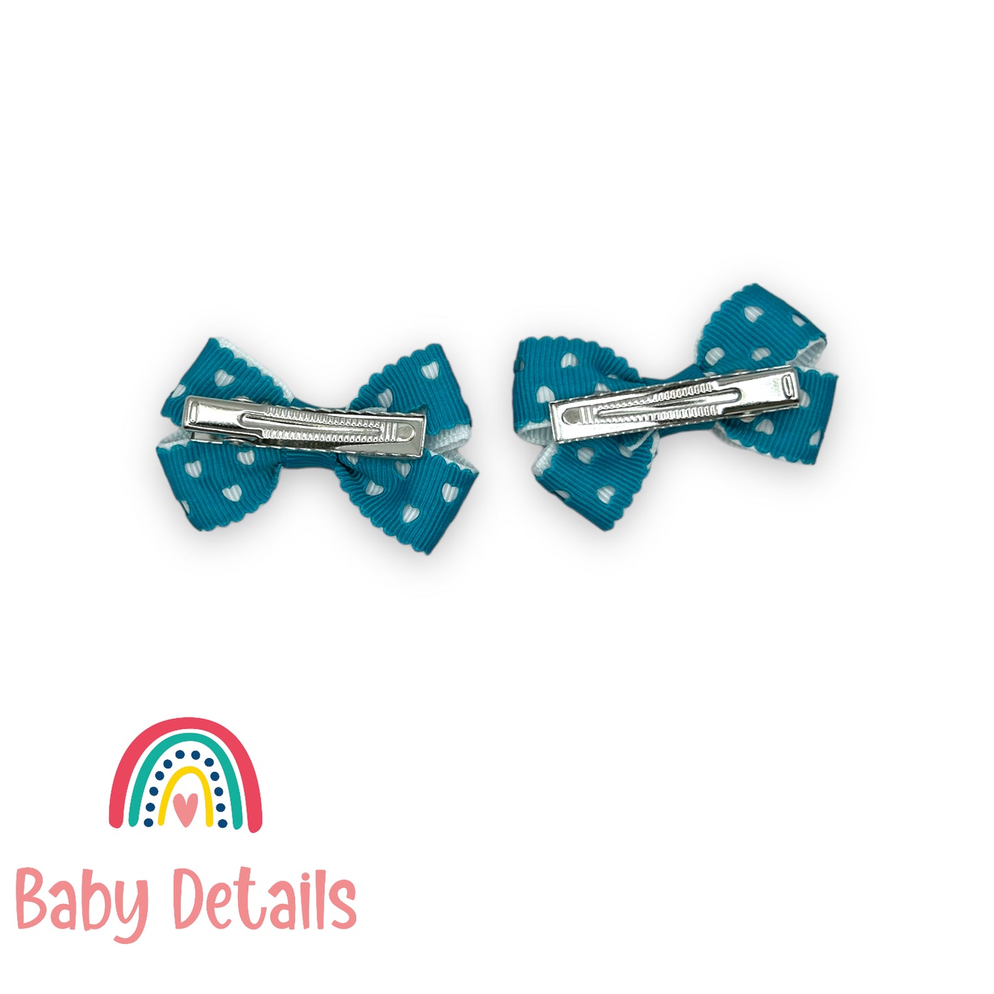 Set of 2 mini hearts hair clips - Pacific Blue