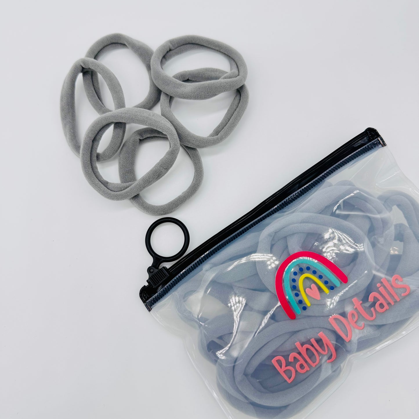 Strong Elastic Hair Ties (20 pcs) - Light Grey