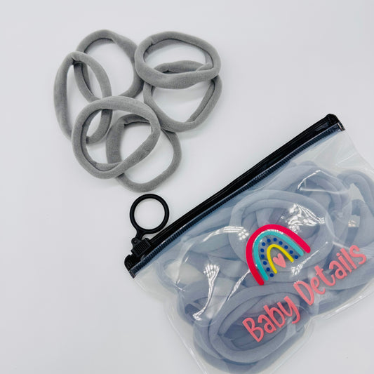 Strong Elastic Hair Ties (20 pcs) - Light Grey