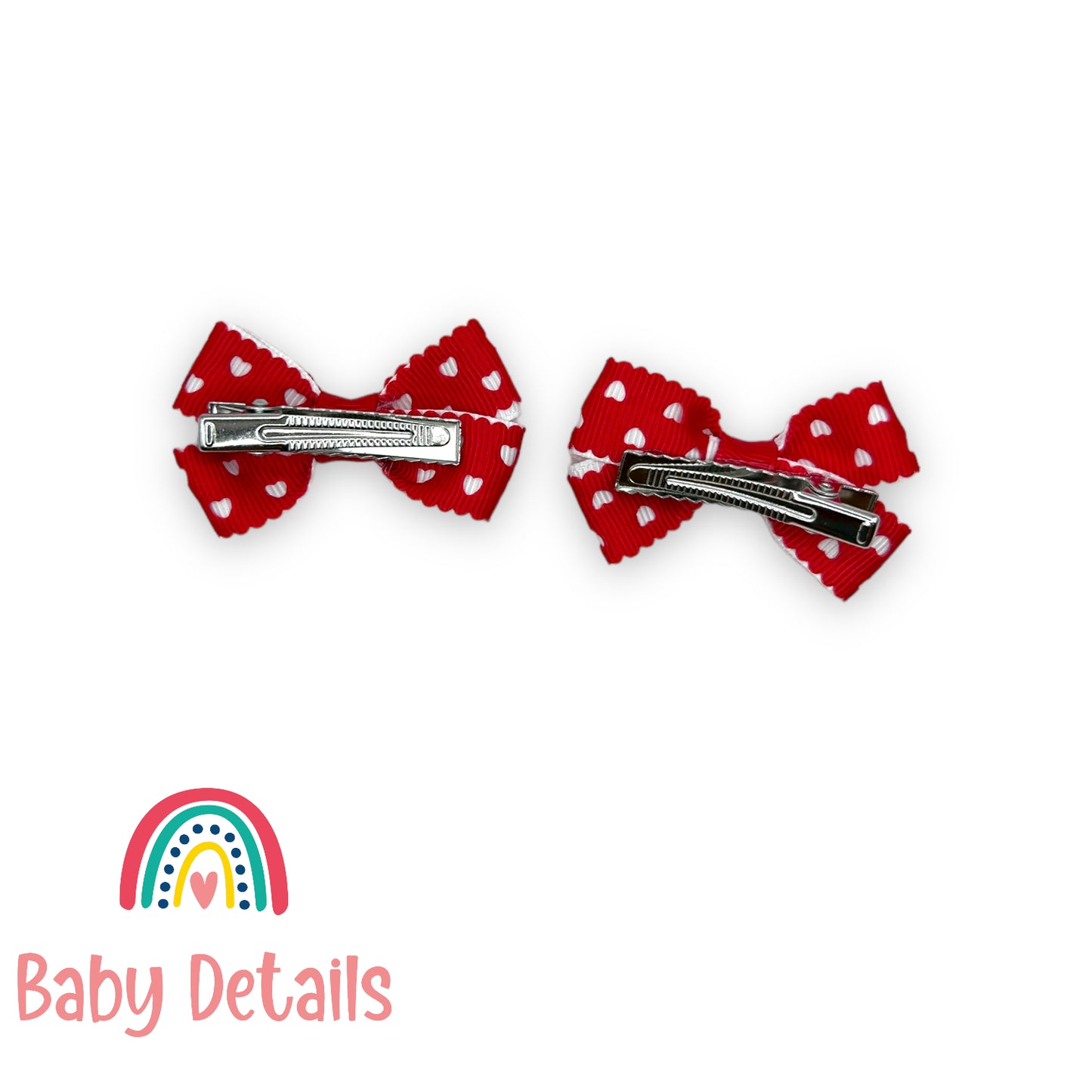 Set of 2 mini hearts hair clips - Red