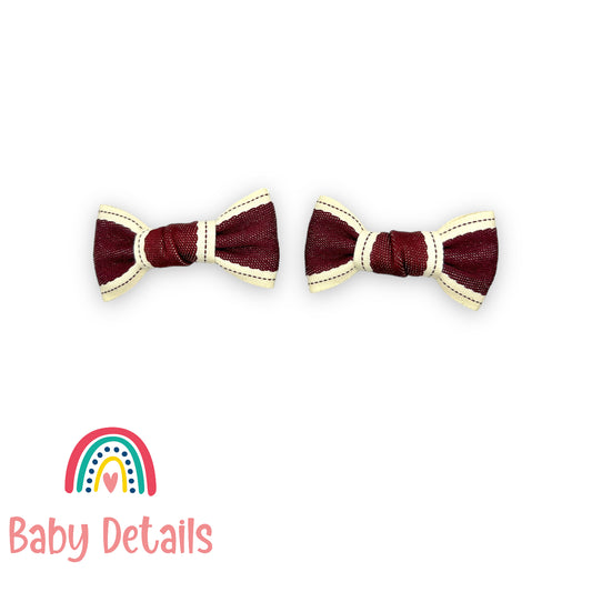 Set of 2 fabric ribbons hair clip - Maroon