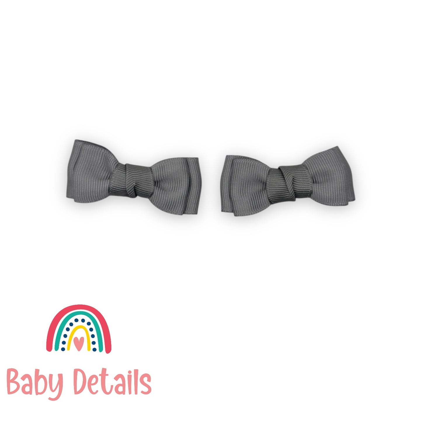 Set of 2 Mini Simple Hair Clips - Dark Grey