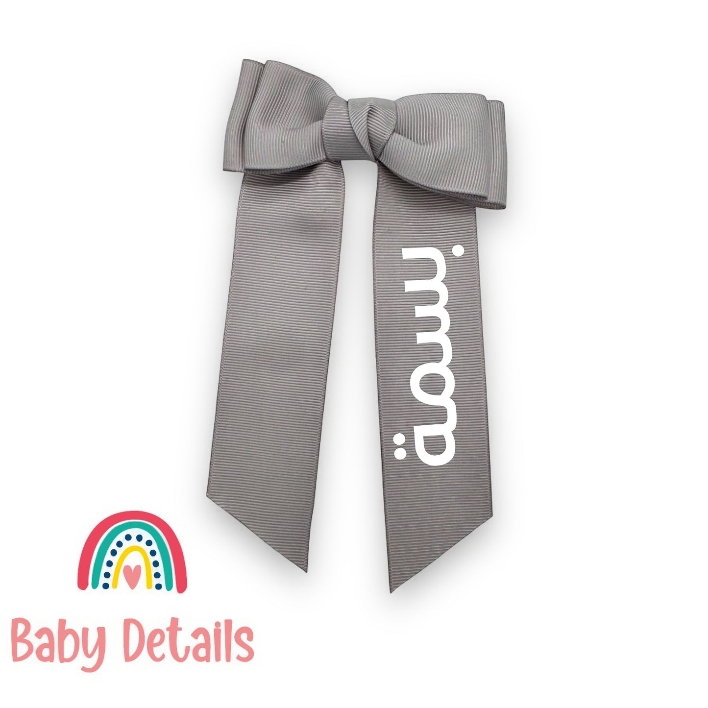 Long Simple Personalized Bow - Light Grey