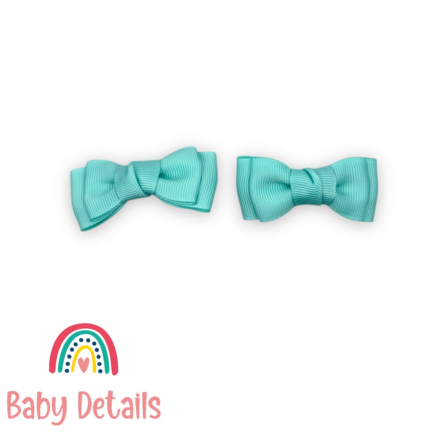 Set of 2 Mini Simple Hair Clips - Aqua Green