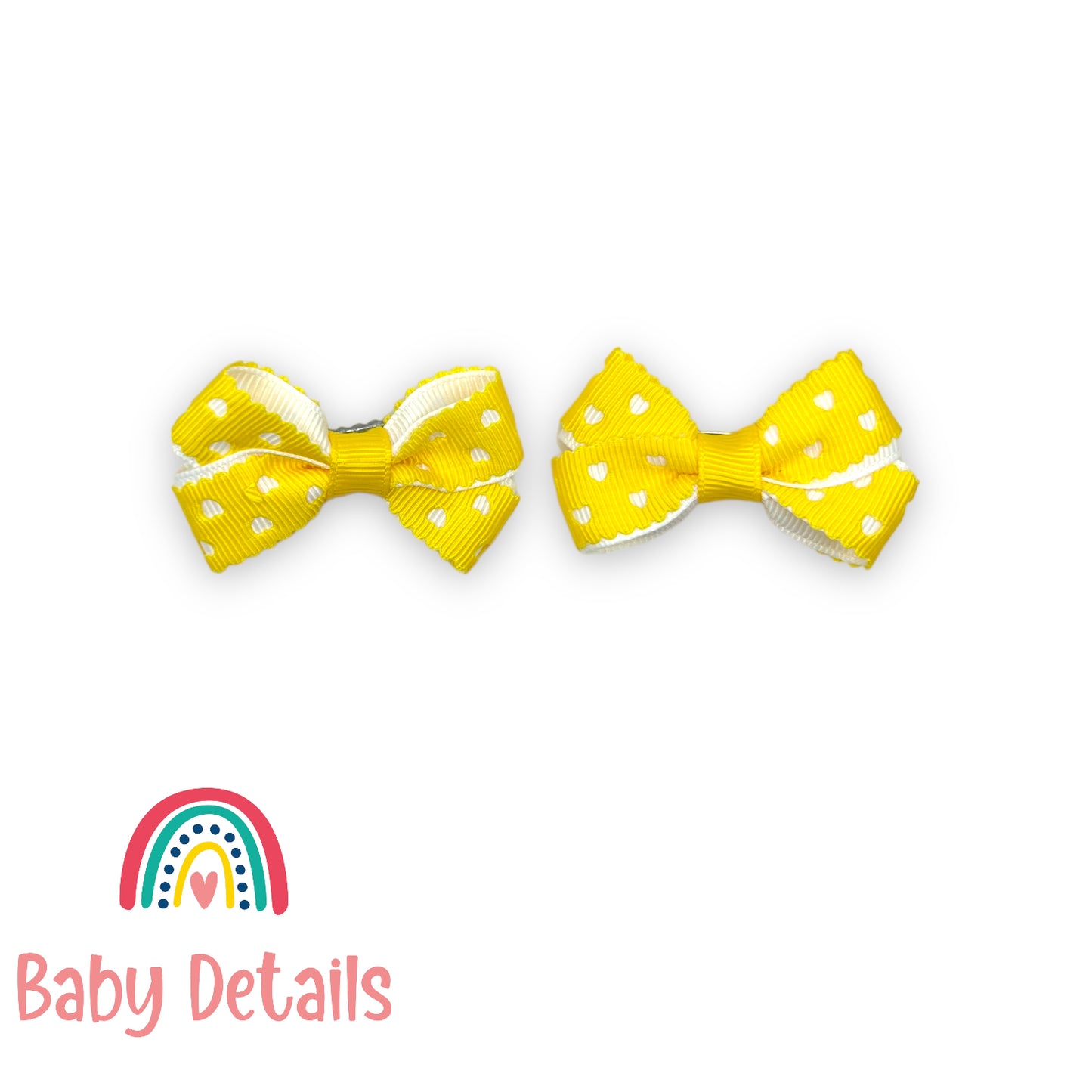 Set of 2 mini hearts hair clips - Yellow