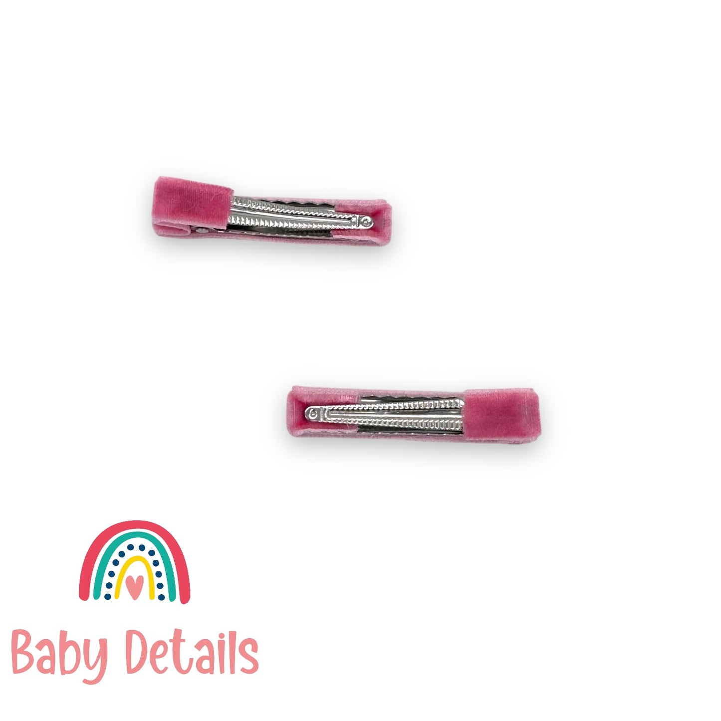 Set of 2 Velvet Hair Clips - Pink