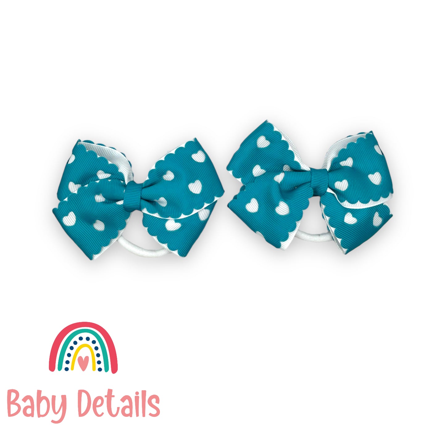 Set of 2 hearts hair ties - Pacific Blue