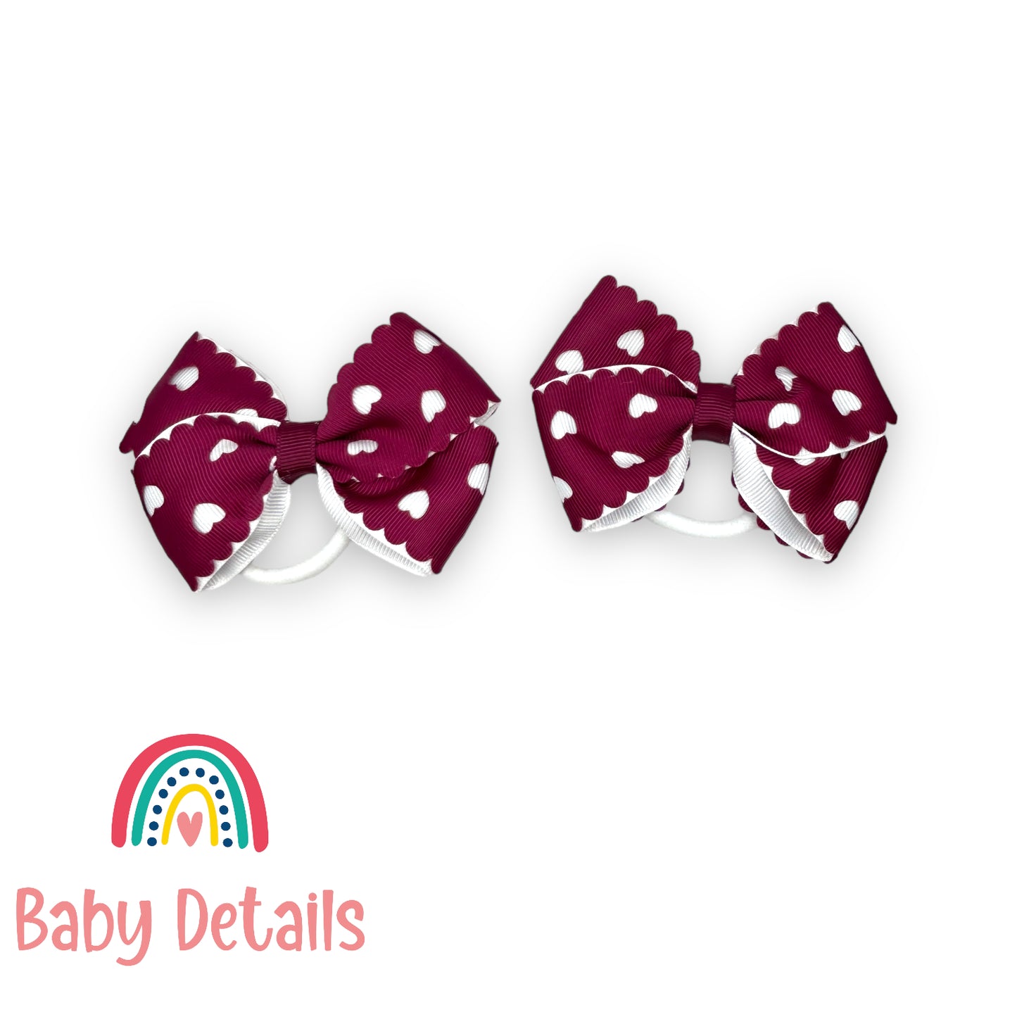 Set of 2 hearts hair ties - Maroon