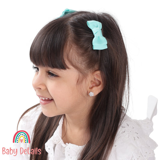 Set of 2 Mini Simple Hair Clips - Aqua Green