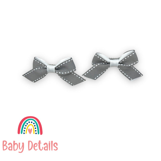 Set of 2 mini stripe hair clips - Light Grey