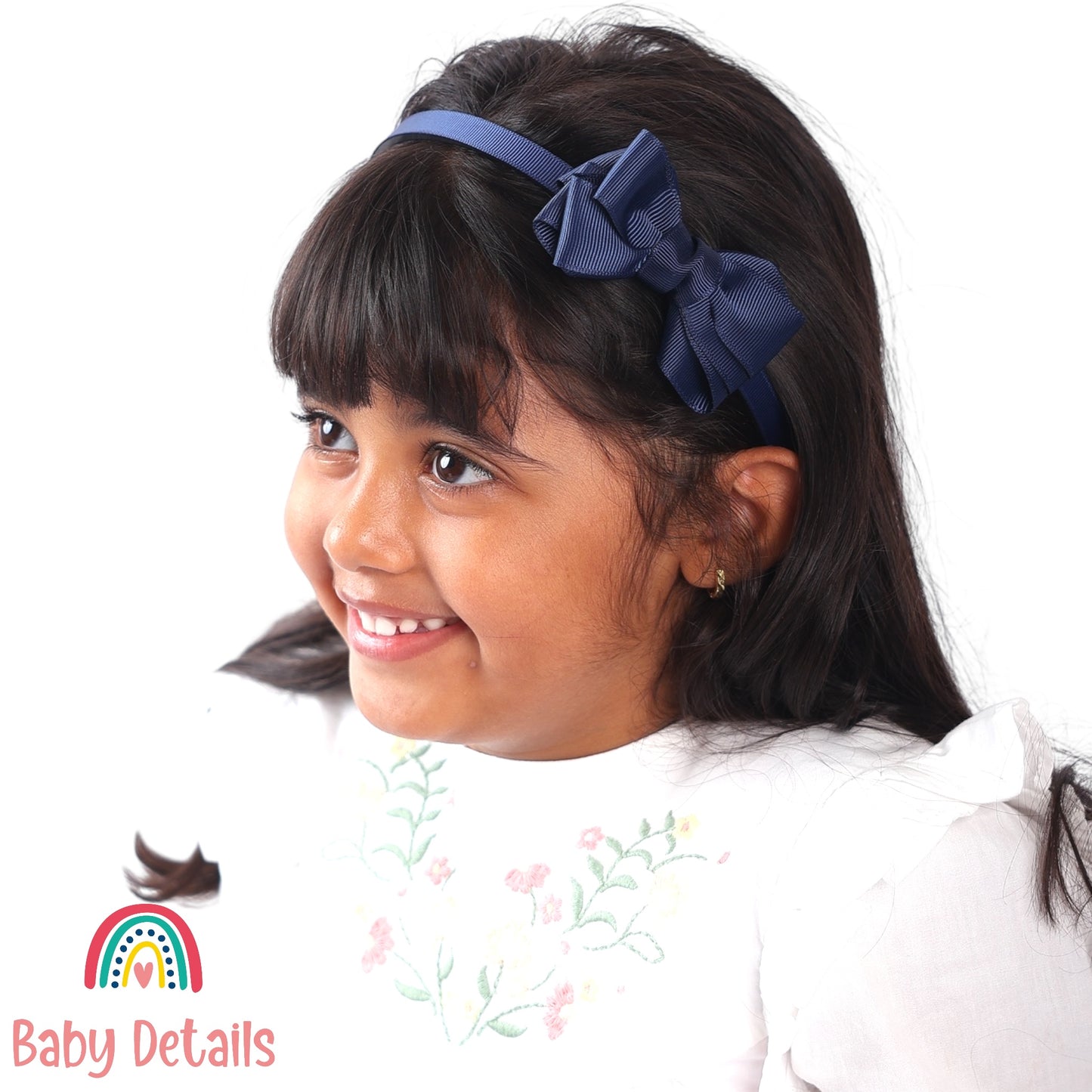 Headband with Layered Bow - Navy Blue