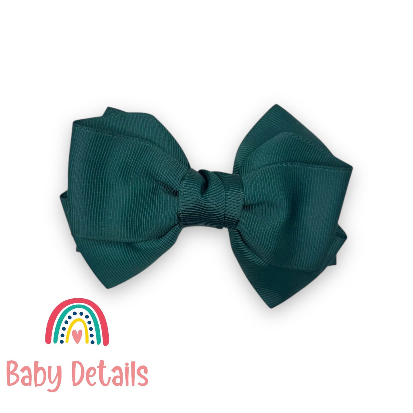Big Bow Layers Hair Clip - Deep Green