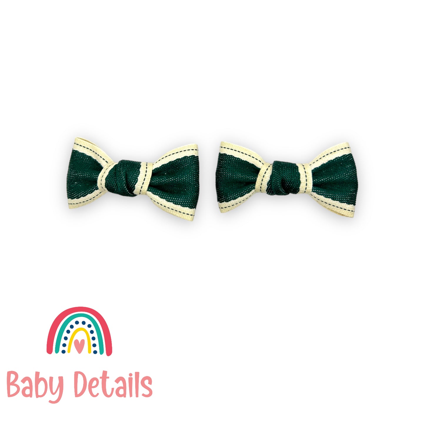 Set of 2 fabric ribbons hair clip - Dark Green