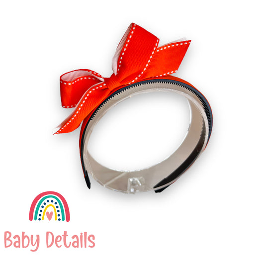 Headband with stripe bow - Orange