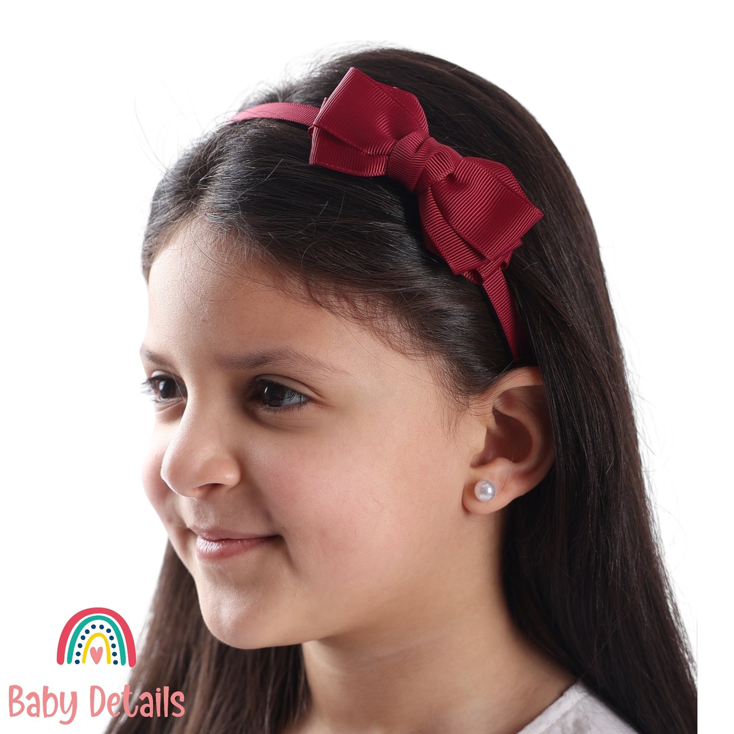 Headband with Layered Bow - Maroon
