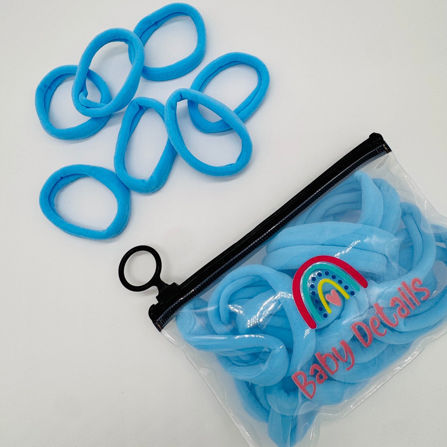 Strong Elastic Hair Ties (20 pcs) - Light Blue