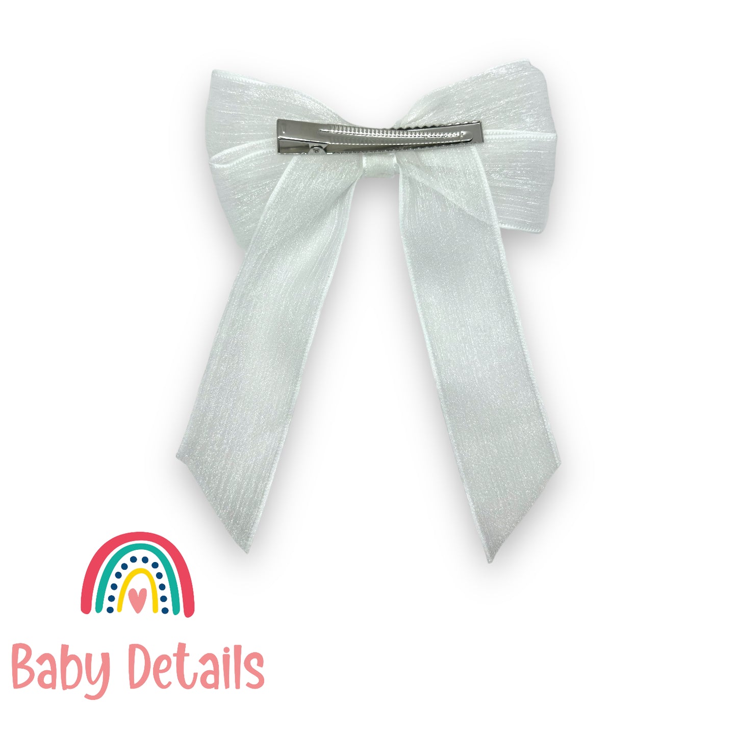 Long Chiffon Hair Clip - White