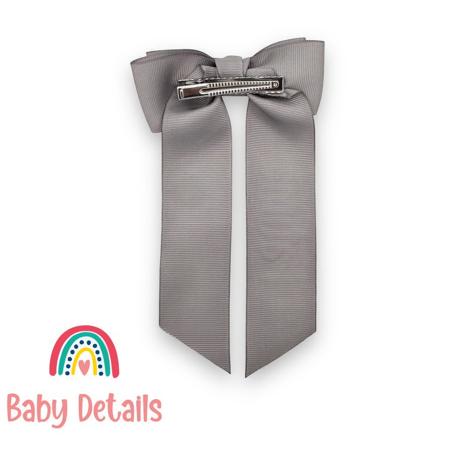 Long Simple Personalized Bow - Light Grey