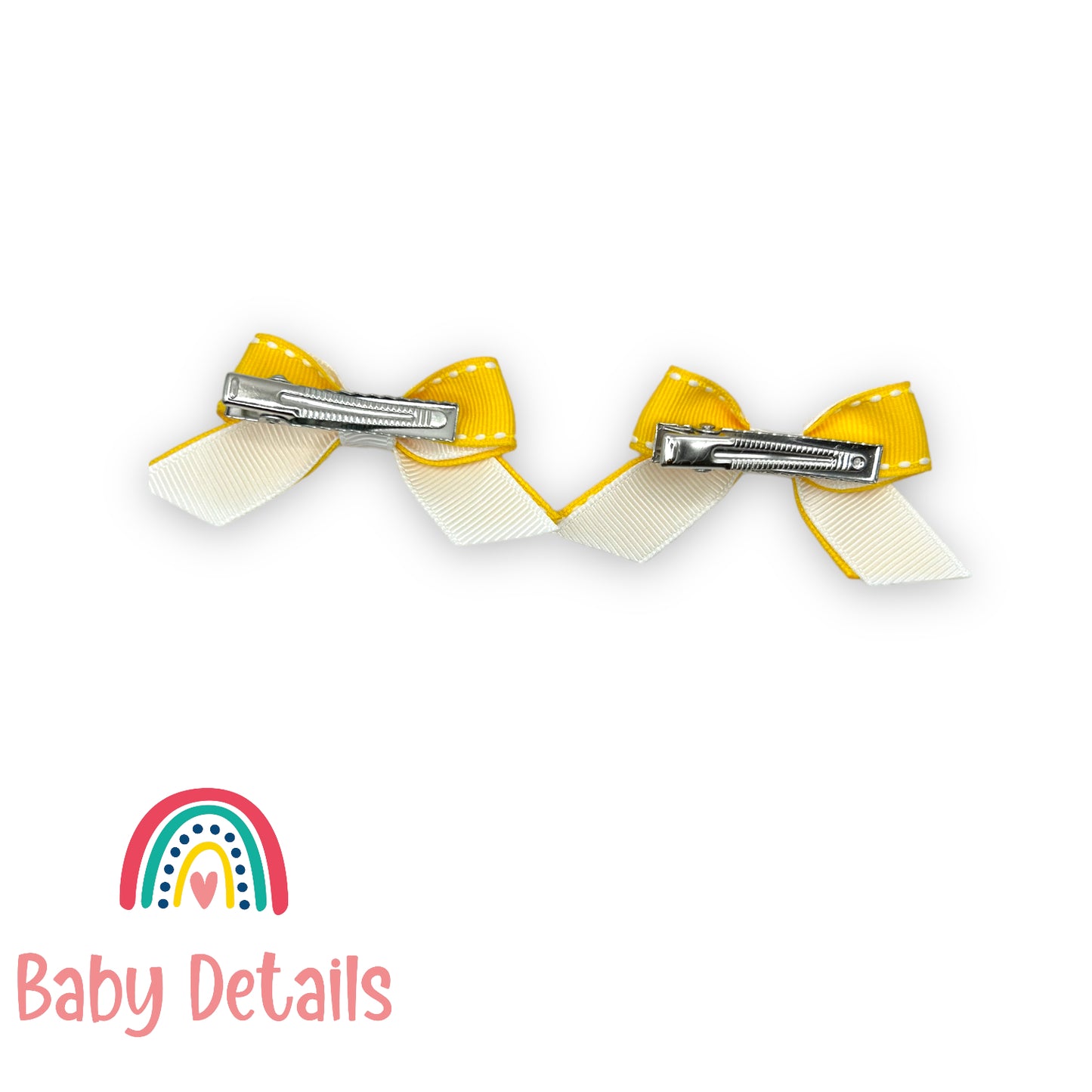 Set of 2 mini stripe hair clips - Yellow