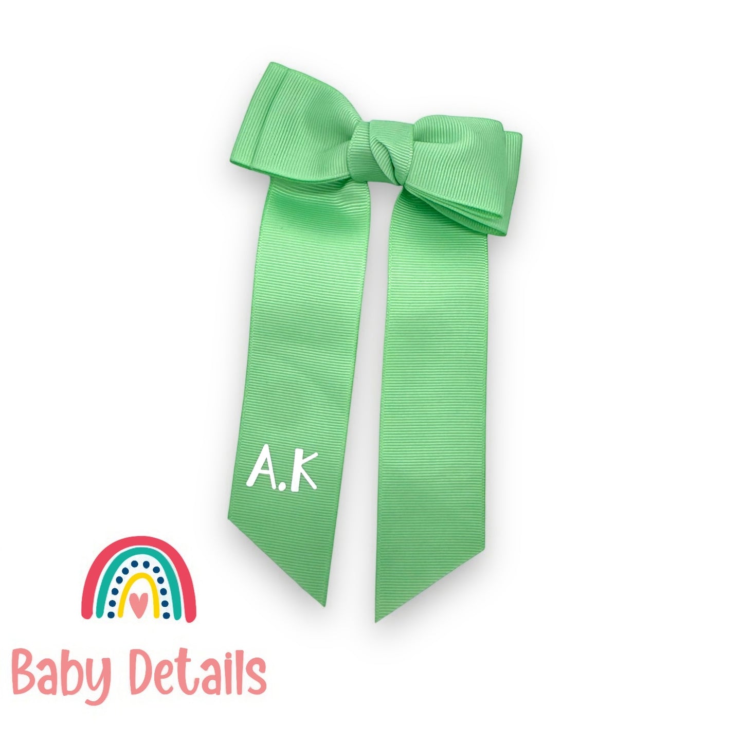 Long Simple Personalized Bow - Bright Green