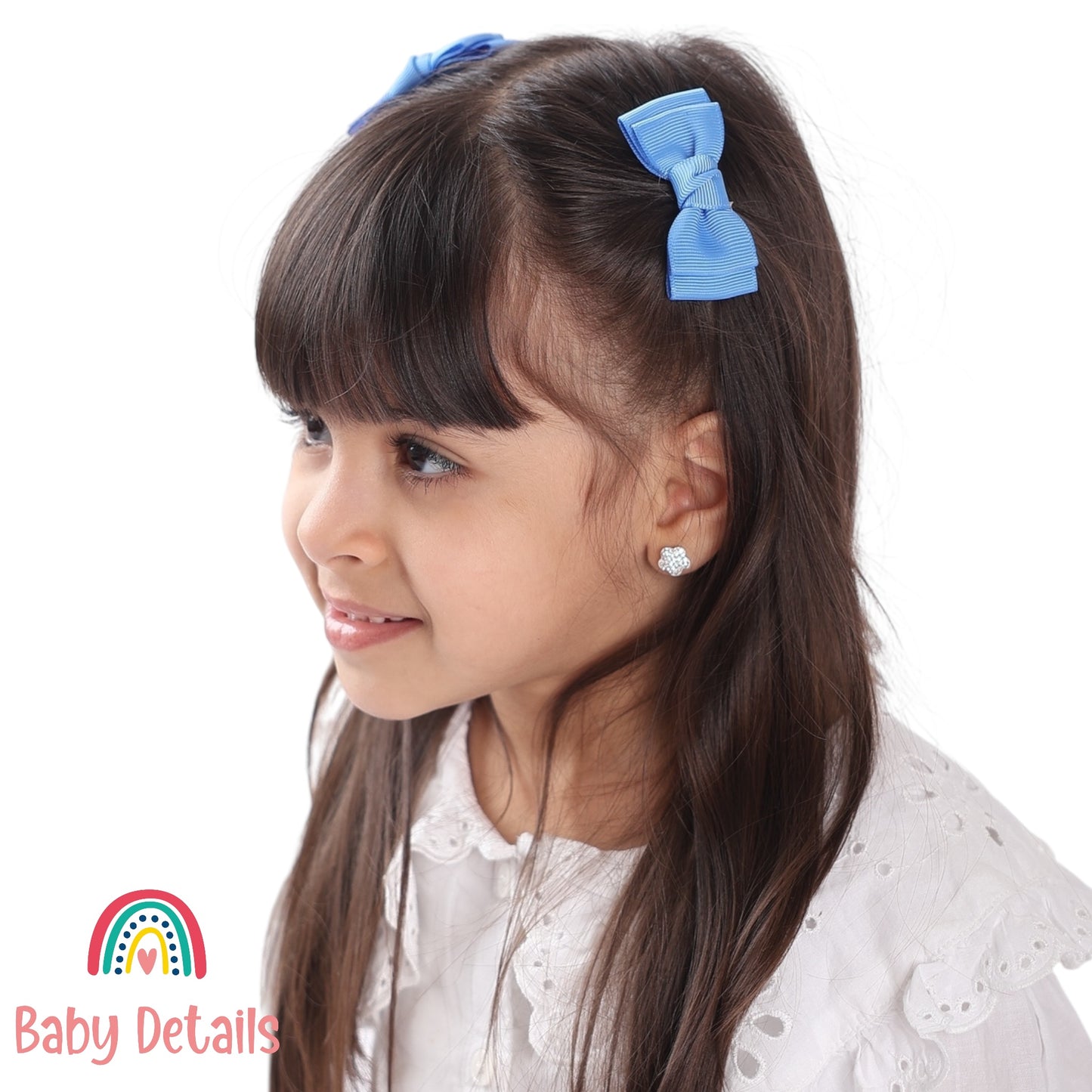 Set of 2 Mini Simple Hair Clips - Sky Blue