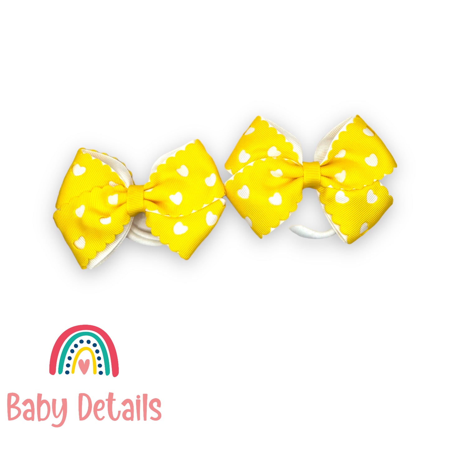 Set of 2 hearts hair ties - Yellow