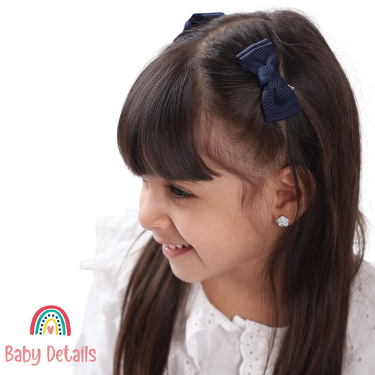 Set of 2 Mini Simple Hair Clips - Navy Blue