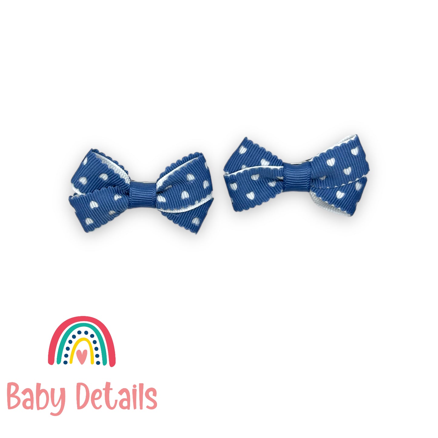 Set of 2 mini hearts hair clips - Blue Grey