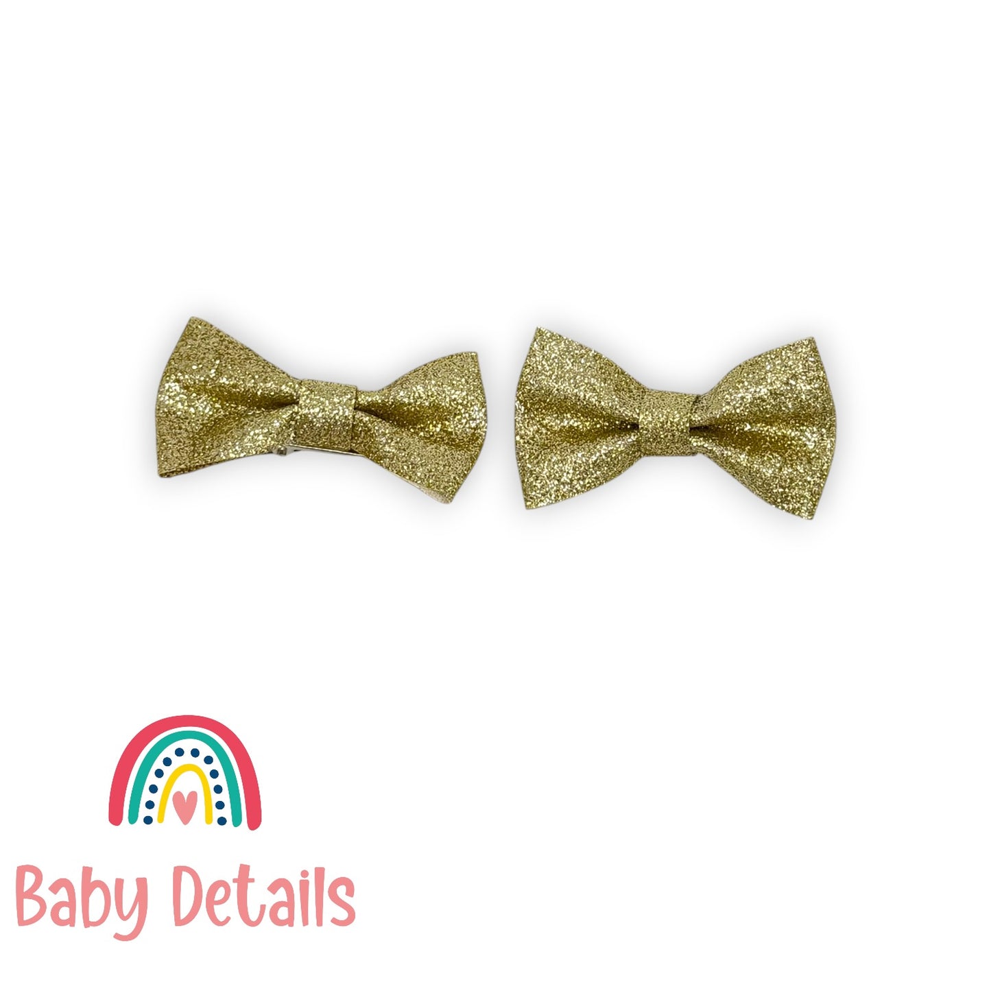Set of 2 Glitter Bow Hair Clip - Gold