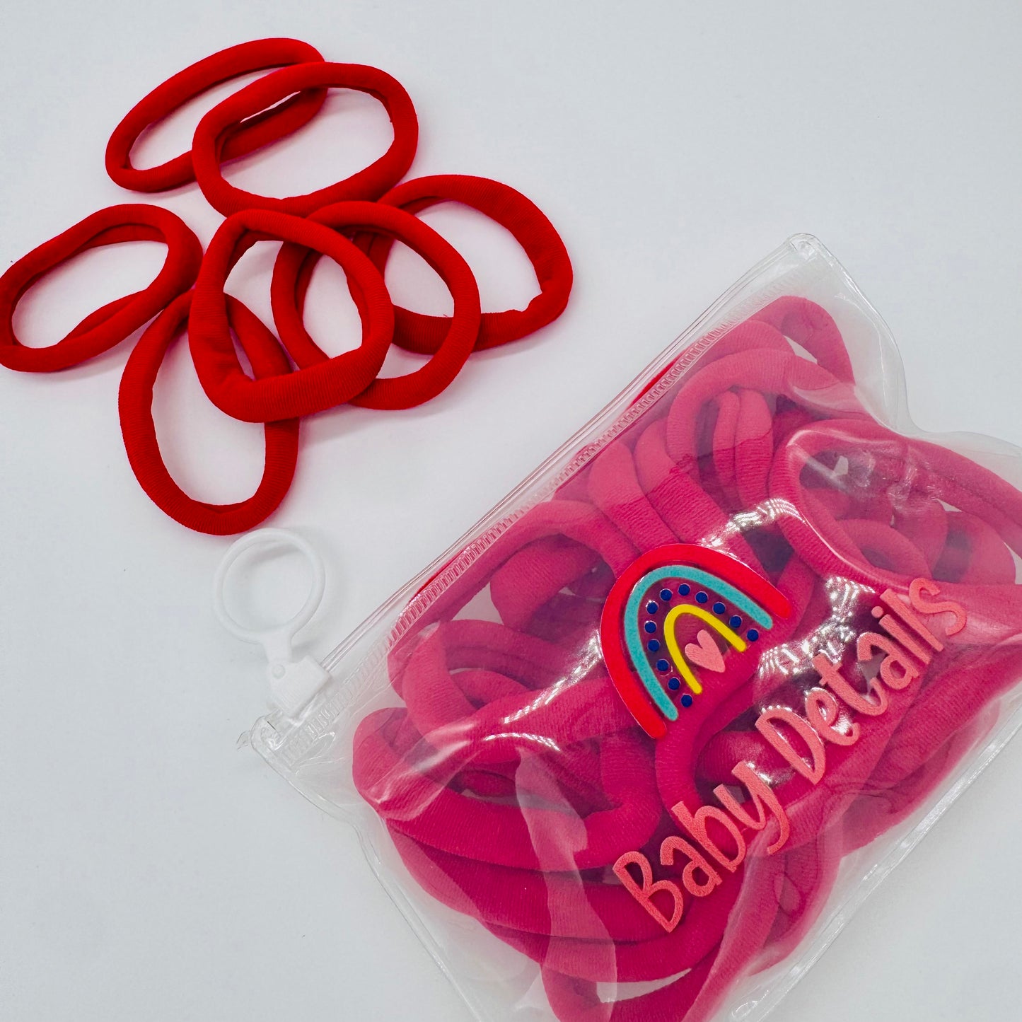 Strong Elastic Hair Ties (20 pcs) - Red