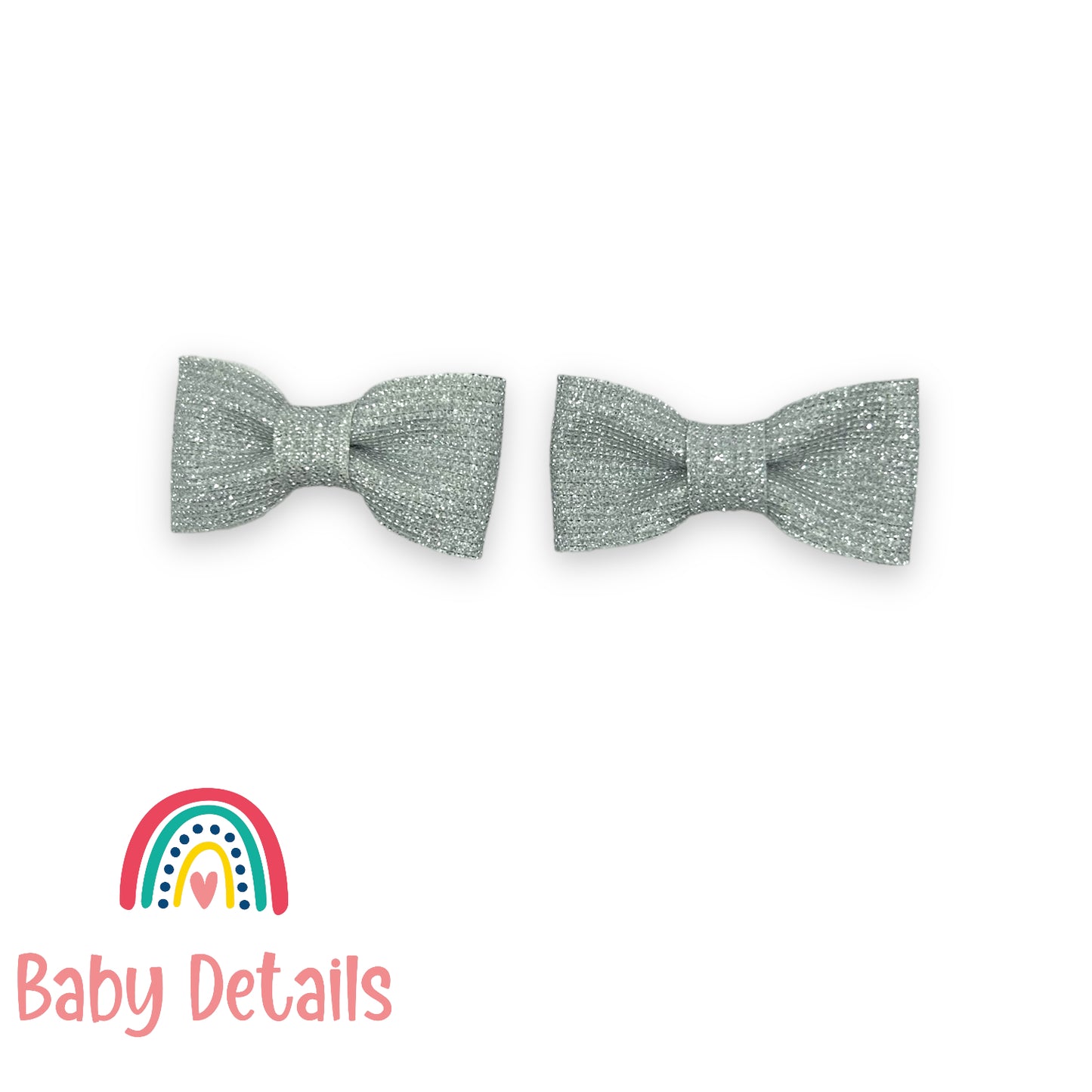 Set of 2 Mini Fabric Hair Clips - Silver