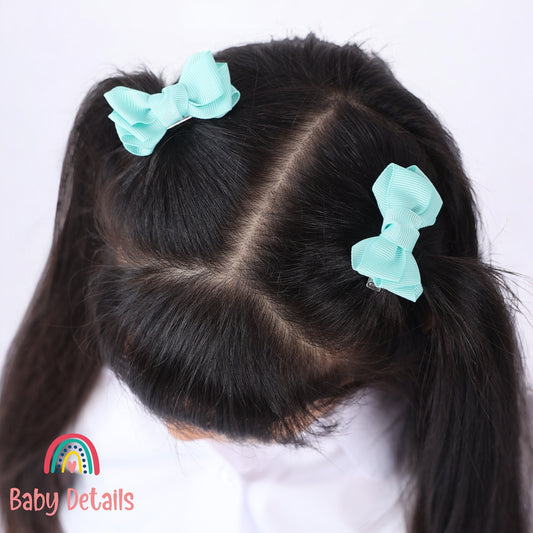 Set of 2 Mini Layers Hair Clips - Aqua Green