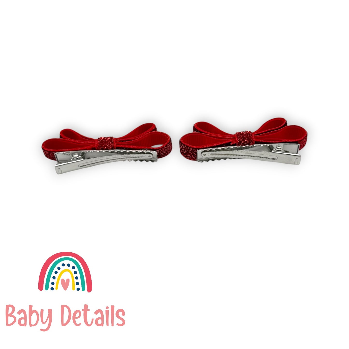 Set of 2 thin Shiny Ribbon - Red