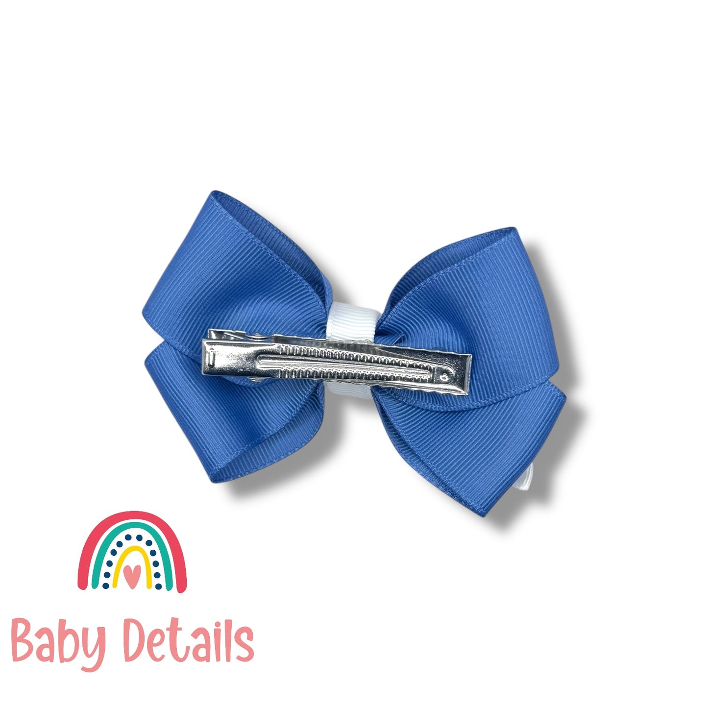 Elegant Pair Bow Clip- Blue Grey & White